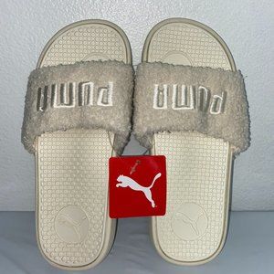 PUMA Women's Cool Cat Sherpa Sandals Whisper White Size 8 New With Tags